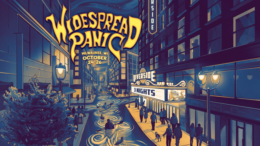 Promotional graphic for the Widespread Panic Milwaukee, WI shows October 24-26, 2025