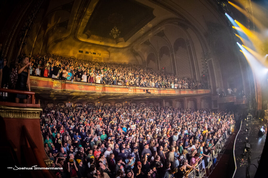 The audience watching Widespread Panic performing at the Riverside Theater in Milwaukee, WI on October 23, 2022